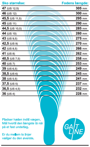 størrelsesguide Gaitline