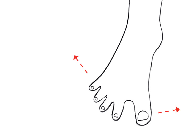 Illustration af øvelser med tæerne - Sahva
