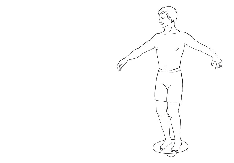 Illustration af øvelse på balancebræt - Sahva